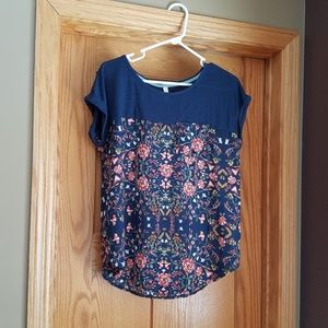 Women's Floral Print Short Sleeve Pocket